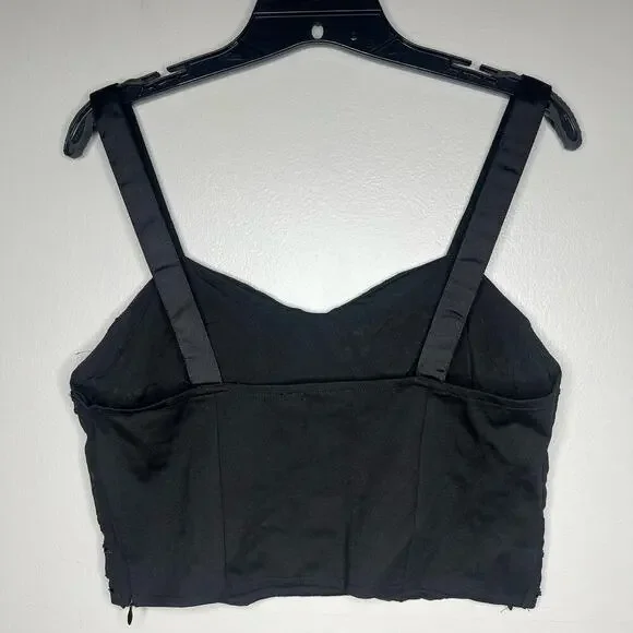 Zara Beaded Bustier Style Top Cropped Size Large Black Gold Sleeveless Festival - Picture 8 of 10
